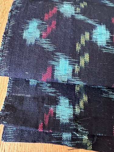 Japanese Kasuri Indigo Cotton Fabric Vintage Textile Remnant 57in Boro Sashiko A - Picture 6 of 11
