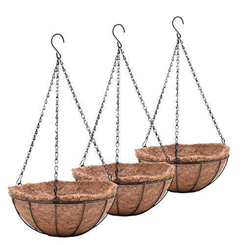 3 Pack 12 Inch Hanging Planter Basket with Coco Coir Liner and Hanging Chain - Picture 1 of 7