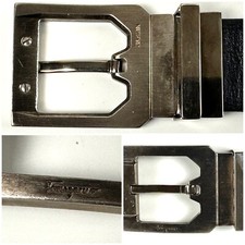 Salvatore Ferragamo Men's Belt Silver Logo Gianco Buckle