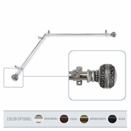 Bead Corner Window Curtain Rod 3/4” OD choose from 3 colors & 4 sizes 28"-170" - Picture 5 of 6