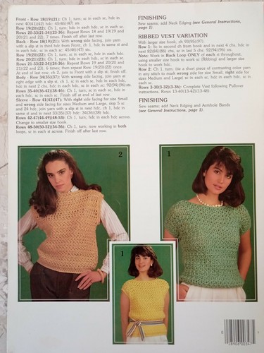 Leisure Arts VTG 80s Crochet Summer Top Sweater Vest Jerkin Lot 4 Pattern Leafle - Picture 3 of 9