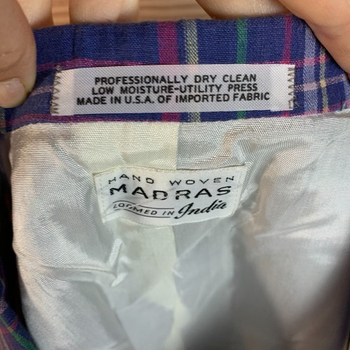 Vtg 70s GANT Indian Madras Pastel Suit Jacket Kids Boys 10 Windowpane Plaid Prep - Picture 13 of 15