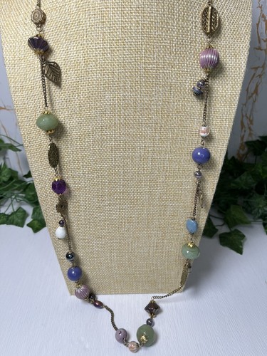 M&Co BNWT Long Mixed Multi Coloured Glass Bead & Charm Chain Necklace 917 - Picture 9 of 20