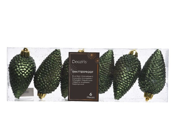 Christbaumschmuck Zapfen Bruchfest Ø 4,5Cm / H 8Cm 6 Stk GrüN-image