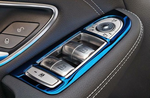 For Benz C-Class W205 2015-2021 Blue Titanium Window Lock Lift Panel Trim Frame - Picture 10 of 11