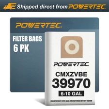 POWERTEC 6PK Bags for Craftsman 6-9 Gal Shop Vac, Replacement Filter Bags