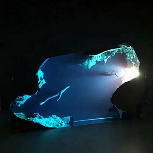 Blue Diver and Humpback Whale Epoxy Table Lamp Night Light Halloween Xmas Decor - Picture 4 of 6