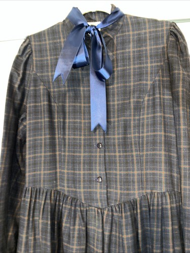 Laura Ashley Vintage Blue Green Red Plaid Holiday Dress Size 8 Md In Gt Britain - Picture 2 of 14