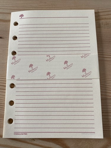 ORGANISATOR-MULBERRY AGENDA gefütterte Blätter - versiegelte Packung - 25 Blatt - Größe: 145 x 105 mm