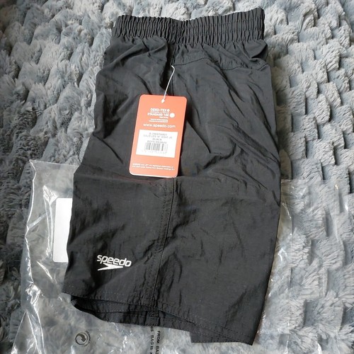 SPEEDO BOYS ESSENTIAL SWIM SHORTS SWIMMING TRUNKS  NEW BLACK  - Picture 1 of 2