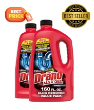 Drano Max Gel Drain Clog Remover, 160 Ounces, 2 Count