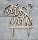 MR & MRS WEDDING CAKE TOPPER-AND-RUSTIC WOOD SIGN-16X14CM-WOODEN-SILHOUETTE