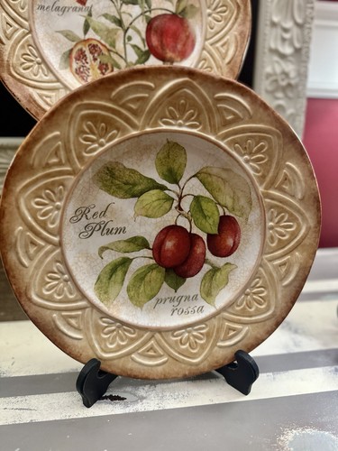 Set of 4 Susan Winget Tuscan Fruit Certified Intl. Ceramic Dinner Plates 11.25" - Picture 4 of 20