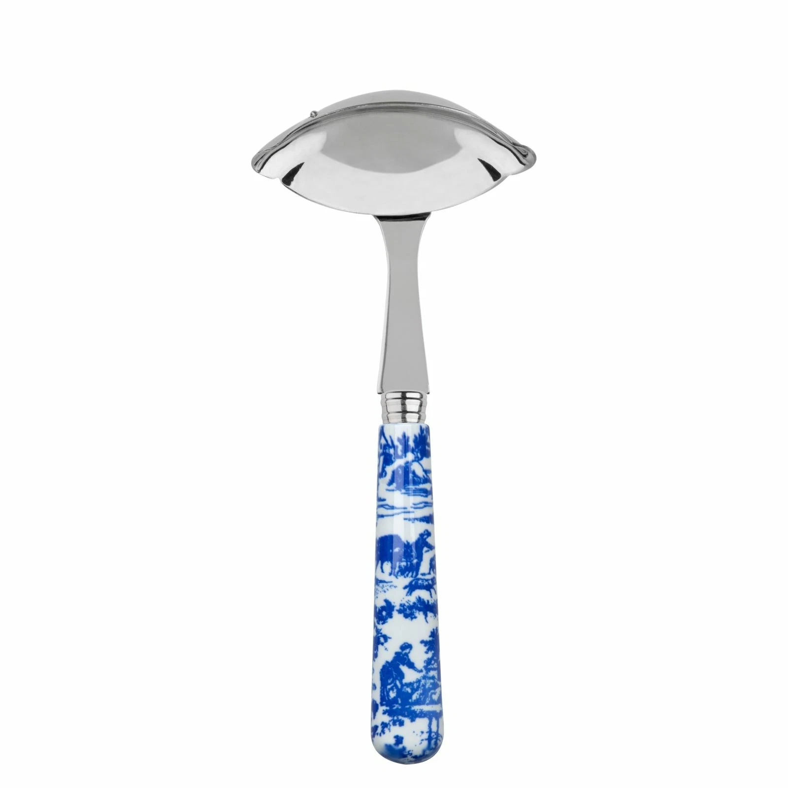 SABRE PARIS, TOILE de JOUY, BLUE, 7.5" GRAVY LADLE (FLATWARE), IMPORTED, NEW