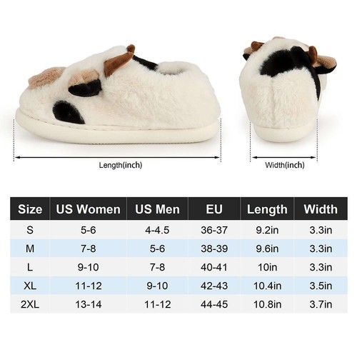 Cute Cow Slippers For Women Girls Fuzzy Plush Cotton Household Slippers Indoor - Picture 5 of 10