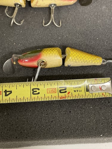 Lote de señuelos vintage articulados Chub Pikie 2 tamaños ojos de vidrio - Imagen 11 de 24