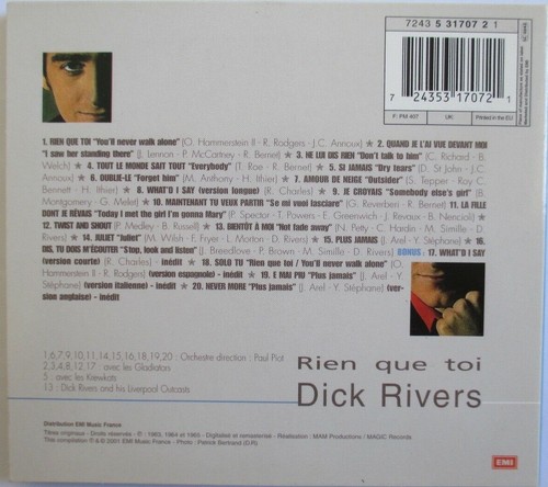 DICK RIVERS - CD DIGIPACK "RIEN QUE TOI" 20 TITRES - BONUS TRACKS - Foto 2 di 2