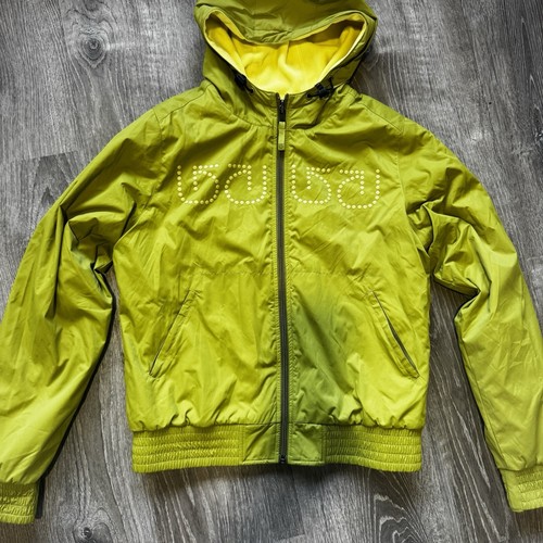 Burton Reversible Jacket Kids Large Green Yellow Fleece Zip Pocket Mock Hood Ski - 第 1/5 張圖片