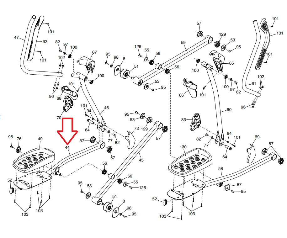 Brazo pedal izquierdo elíptico NordicTrack Elite11.0 Elite10.9 E9.0 E9.0 378487 Foto 2 de 2