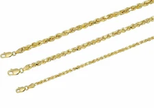 Real 10k Yellow Gold 2.5mm-4mm D/Cut Rope Chain Pendant Necklace 16"-30" Hollow