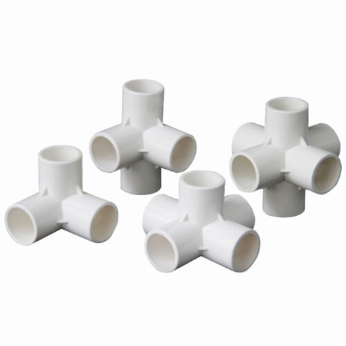 PVC 3/4/5/6-Way Equal Path Elbow Connector Pipe Fittings 20/25/32/40/50mm White - Picture 3 of 30