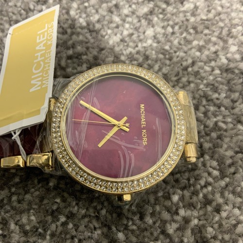 Michael Kors Parker Burgundy & Gold Crystal Dial Ladies Watch MK6427 No Box - Picture 2 of 7