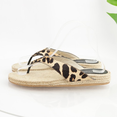 Donald Pliner Women's Kyla Sandal Size 8 Cheetah Calf Hair Thong Slide Flip Flop - Picture 8 of 12