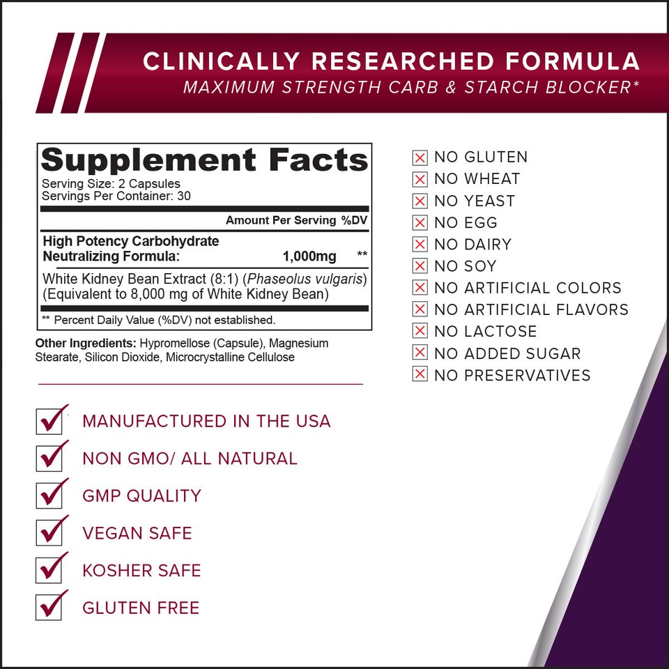 CARB BLOCK ULTRA Starch Blocker Diet Cheat Pill for Rapid Weight Loss