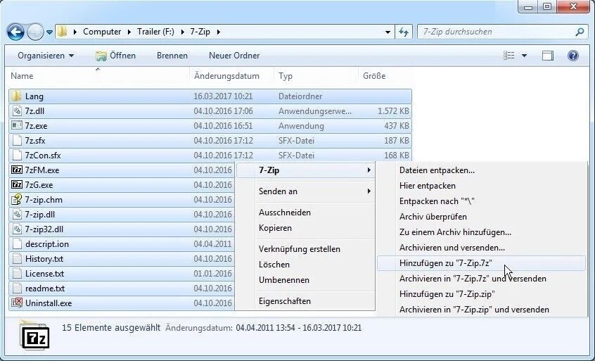 *** 7ZIP Datenkompressionsprogramm *** 32bit+64-bit Windows, ZIP, RAR, TAR *** - Bild 3 von 4