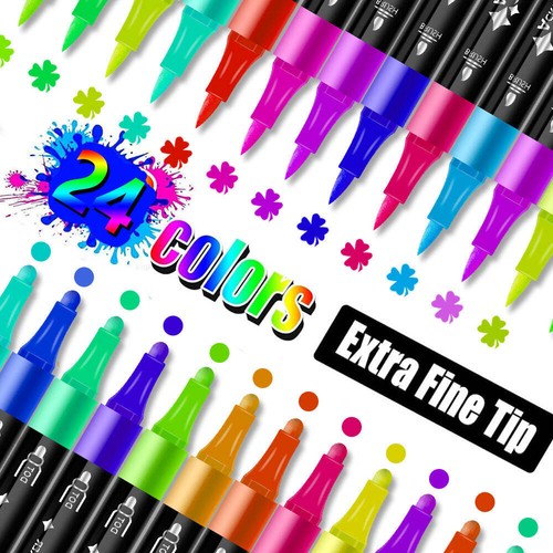 24-Color Dual-Tip Acrylic Marker Set - Picture 4 of 4