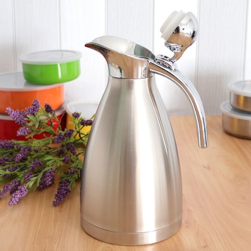 2 Stück 1,5 Liter Edelstahl Vakuumisoliert Karaffe/Kaffee Karaffe Getränkeservierer - Bild 8 von 12