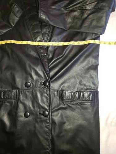 Global Identity Women’s Black Leather Long Trench Duster Coat sz. Medium - Picture 7 of 9