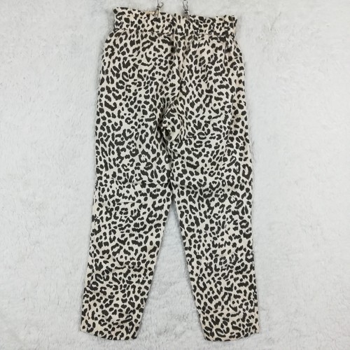 J. Crew Womens Pants Linen Blend Leopard Print Ruffle Waist High Rise Tall 4T - Picture 2 of 14