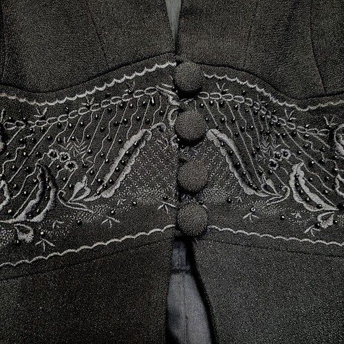 Vintage Zelda Black Jacket Womens Size 6 Beaded Embroidery Button Formal Blazer - Picture 5 of 9