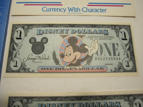 Vintage 1989 Series $1 Mickey Mouse Disney Dollar in Envelope Set of 2 - Picture 3 of 5