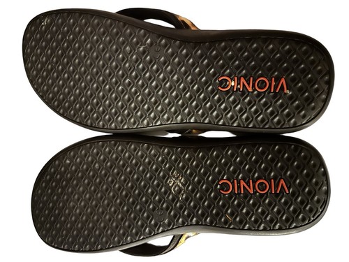 Vionic 9Orthaheel Tide II Animal Print Patent Leather Flip Flops Thong Sandals - Picture 10 of 10