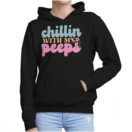 Cute Spring Easter Pun Chillin with My Peeps Youth Girls Hoodie Sweatshirts Kids - Picture 7 of 7
