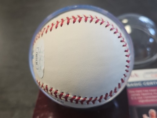 BOB LEMON HOF 76 INDIANS HOF SIGNED American League BASEBALL JSA w/ Ball Stand - Picture 6 of 7