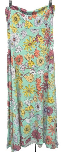 NEW LuLaRoe Large Mint Yellow Mauve Peach White Floral Slinky Maxi Skirt Dress