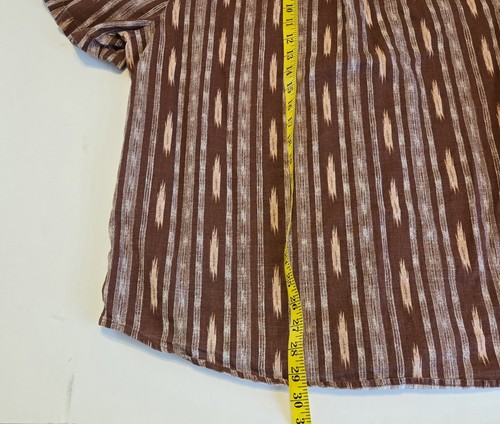 Lucky Brand Aztec Western Shirt Men XL Reddish Brown w Beige Print Short Sleeve - Picture 13 of 14