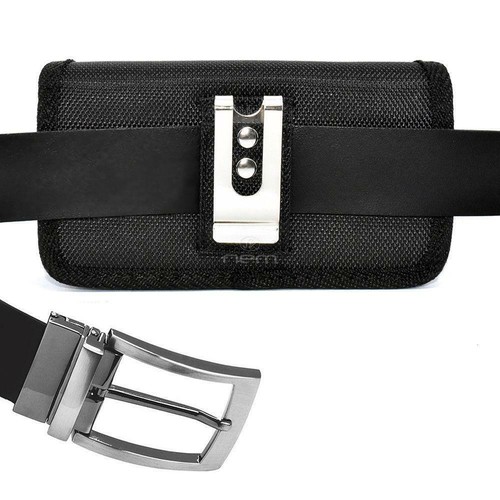 Custodia fondina per iPhone X/XS/10 orizzontale robusta tela nylon custodia clip da cintura - Foto 6 di 6