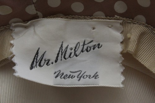 Vintage Mr. Milton New York beige & weiß gepunktet Pillbox Hut Größe 7 1950er - Bild 7 von 8