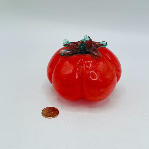 Expositor de frutas de tomate de vidrio soplado a mano vintage hecho en Italia decoración de 3,5 x 2" - Imagen 2 de 6
