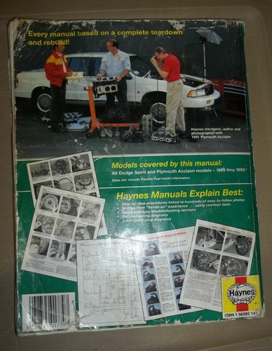 1989-1998 Dodge Spirit & Plymouth Acclaim Repair Manual - Picture 2 of 2