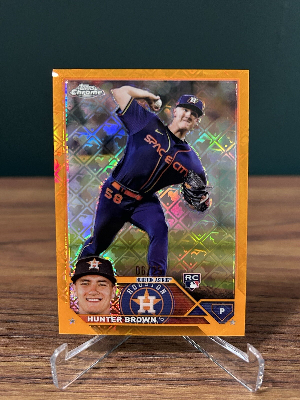 2023 Topps Chrome Logofractor Hunter Brown Orange Refractor Rookie /25 Astros