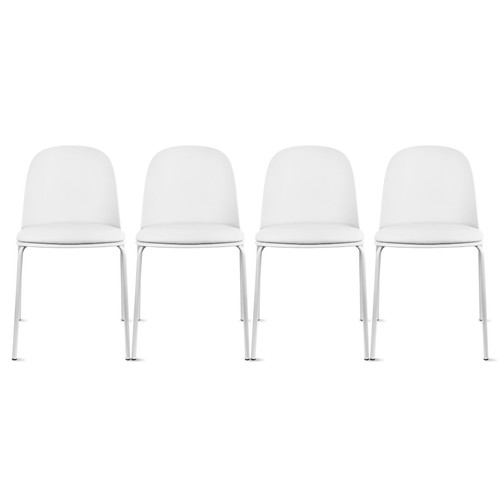 Set of 4 Plastic Dining Chairs Padded Seat Cushion For Kitchen Outdoor Patio - Picture 44 of 67