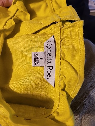 Ophelia Roe Greenish Yellow Linen Blend Ruffle Neck Tank Women's L NWT - Picture 9 of 9