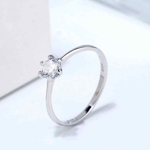 Minimalist Size 6 Ring 925 Sterling Silver Round Cubic Zirconia Ships from OK - Picture 4 of 6