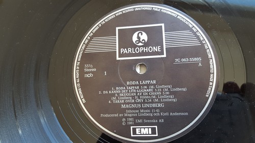 MAGNUS LINDBERG - Roda Lappar 1981 SWEDEN AOR Rock + Lyric Inner (LP) Parlophone - Picture 2 of 4