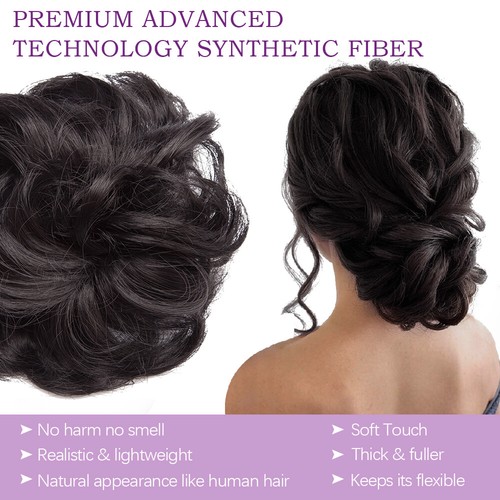 US Curly Messy Bun Hair Piece Thick Scrunchie Updo Hair Extensions Real As Human - Picture 6 of 99